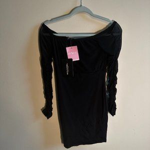 Pretty Little Thing short mesh long sleeve dress NWT